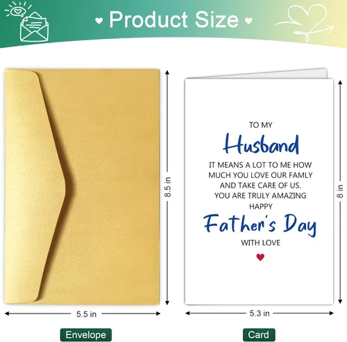 Vista 2 de Chenive Tarjeta del día del padre para marido de esposa, romántica tarjeta feliz del día del padre para él, cuánto amas a nuestra familia y cuida