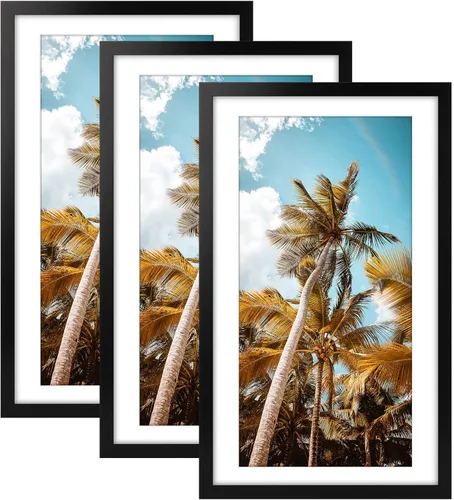 Vista 75 de Frametory, Marco de fotos de 11 x 14 pulgadas con paspartú para fotos de 8 x 10 pulgadas, moldeado ancho de vidrio de alta definición, accesorios