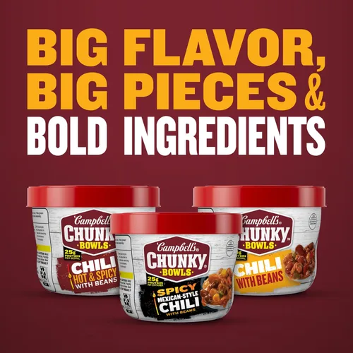 Vista 6 de Campbell's Chunky Chili con Frijoles, 15.25 oz. Tazón para Microondas