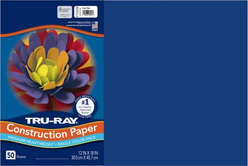 Vista 12 de Tru-Ray® Papel de construcción, 12.0 in x 18.0 in, 50% reciclado, azul atómico, paquete de 50
