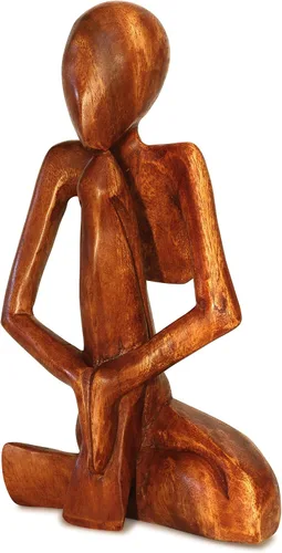 Vista 2 de G6 Collection Escultura abstracta de 12 pulgadas, arte hecho a mano de madera – Hombre rezando – Estatua para decoración del hogar, decoración