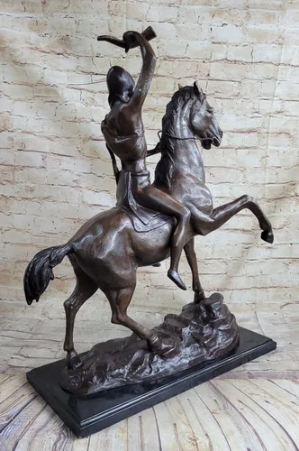 Vista 2 de EUROPEAN BRONZE Frederic Remington Western Cowboy Horse Rodeo Escultura Bronce Estatuilla Estatuilla Obra De Arte