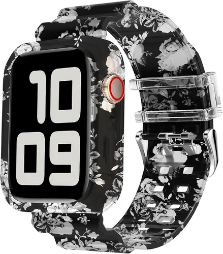 Vista 62 de DABAOZA - Correa transparente compatible con Apple Watch de 1.772 in y 1.732 in, con purpurina transparente Women Men,Glitter Bling TPU