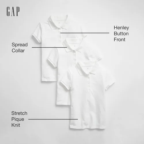 Vista 2 de GAP Girls' Uniform Polo Shirt 3-Pack