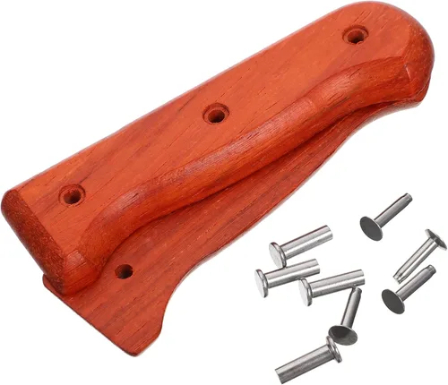 Vista 10 de SHERCHPRY Mango ergonómico de repuesto de mango de cuchillo de madera de pera para cortador de cocina, cómodo, antideslizante, fácil instalación