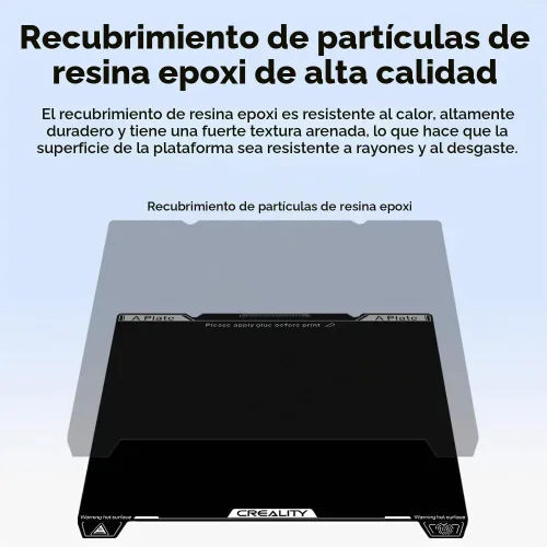 Vista 3 de Creality K1 SE Placa de construcción de resina epoxi, cama Ender 3 V3 SE de 235 x 235 mm, placa de cama de acero de resorte texturizado