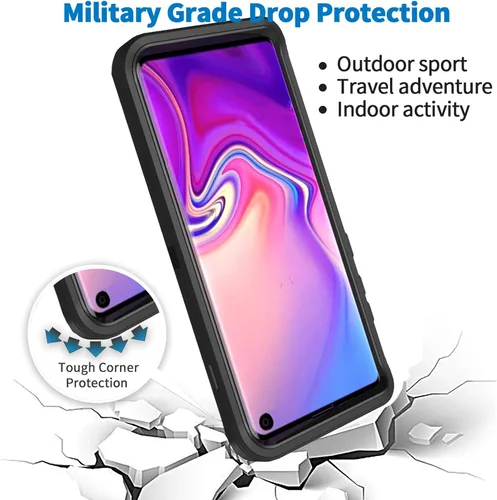 Vista 6 de Funda para Samsung Galaxy S10E, Bisbkrar Phone Case [grado militar] 3 en 1 resistente a prueba de golpes, resistente cubierta de parachoques