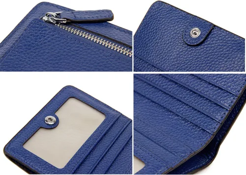 Vista 7 de BIG SALE-AINIMOER billetera de bolsillo pequeña con cremallera, plegable, compacta de cuero con bloqueo por identificación por radiofrecuencia