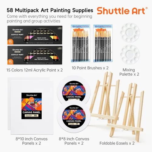 Vista 3 de Shuttle Art Kit de pintura para adultos y parejas, kit de pintura para citas nocturnas y manualidades, con 2 paquetes de pintura de 15 colores, 2