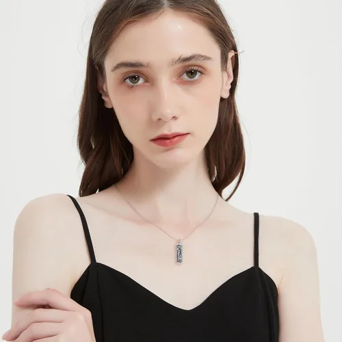 Vista 25 de Collar con colgante de urna de cenizas de cremación y árbol de la vida para mujer, plata de ley US1