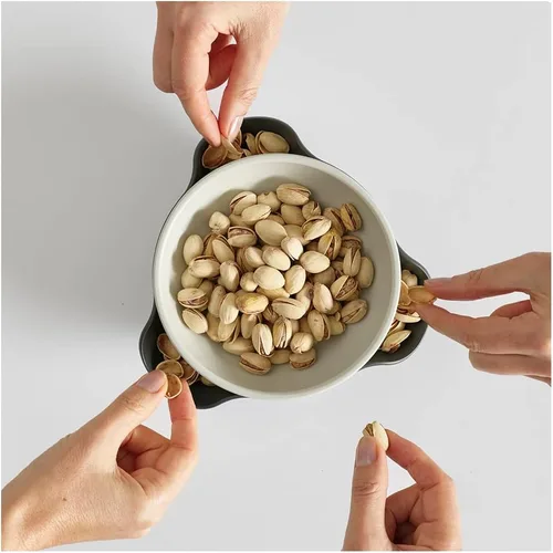 Vista 9 de Joseph Joseph Cuenco doble para servir pistacho y aperitivos con compartimento para desechos de alimentos, sin BPA, color gris