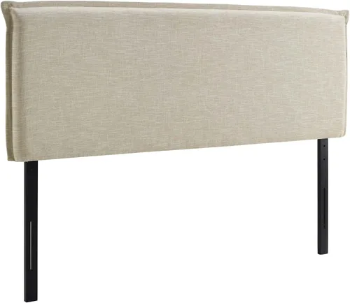Vista 2 de Modway Camille - Cabecera tapizada en tela de lino, color beige con ribete francés