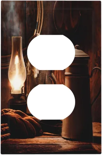 Vista 126 de Cubiertas de pared de lodge rústico retro con diseño de osos, ciervos y animales salvajes. Placas de pared dúplex simples para interruptor de luz.