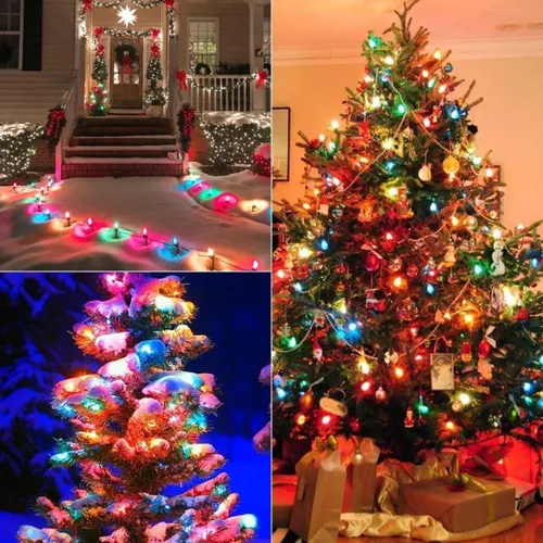 Vista 7 de Paquete de 25 bombillas de repuesto C7, base de candelabro C7/E12, luces de Navidad multicolor para exteriores, interiores, patio, 5 W
