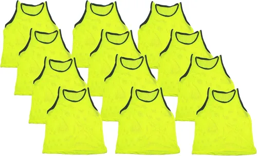 Vista 3 de BlueDot Trading Adult & Youth Scrimmage Training Vests for Soccer, Basketball & More – Available in 1, 6, 12, 24 Packs Amarillo