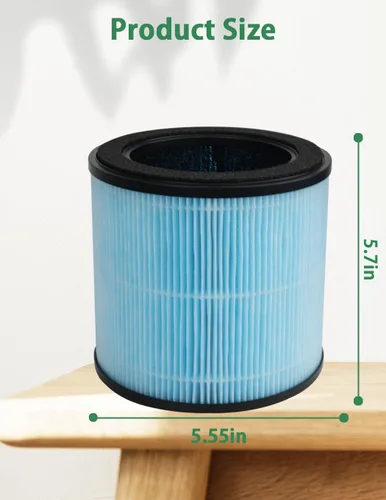 Vista 4 de BBT BAMBOOST Filtro HEPA H201 compatible con TEC.Bean JH50G-M, Homvana H201 y un purificador de aire Aromacare, H13 3 en 1 True HEPA y filtro de 1