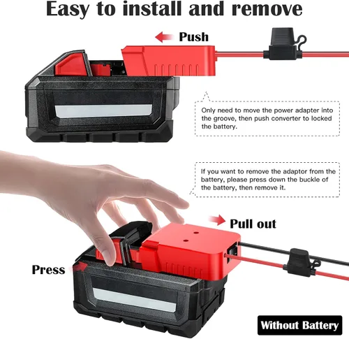 Vista 5 de 1 Paquete de Adaptador para Rueda Eléctrica para Batería Milwaukee M18, Kit de Conversión de Batería de Rueda Eléctrica de 18 V con Interruptor