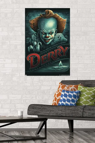 Vista 2 de Trends International IT - Póster de pared Pennywise Derry, 22.375 x 34 pulgadas, versión premium sin marco