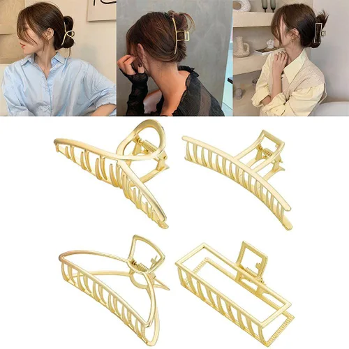 Vista 9 de Paquete de 4 pinzas de metal grandes para el cabello, pinzas de pelo doradas grandes de 4 pulgadas, pinzas para el cabello para mujeres