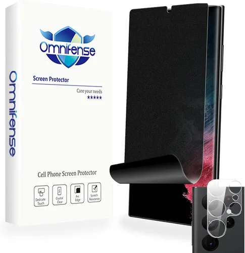 Vista 8 de Protector de pantalla de privacidad para Galaxy S22, película suave, paquete de 2 y protector de lente de cámara de vidrio templado, 1 paquete