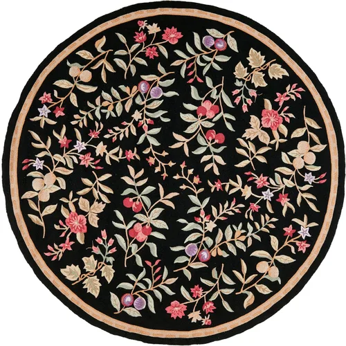 Vista 4 de SAFAVIEH Easy Care Collection EZC410B - Alfombra de pasillo floral con gancho a mano, 2 pies 6 pulgadas x 10 pies, color negro