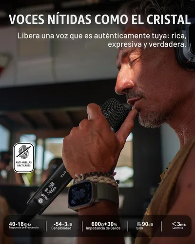 Vista 2 de Micrófono inalámbrico para cantar, micrófono vocal profesional
