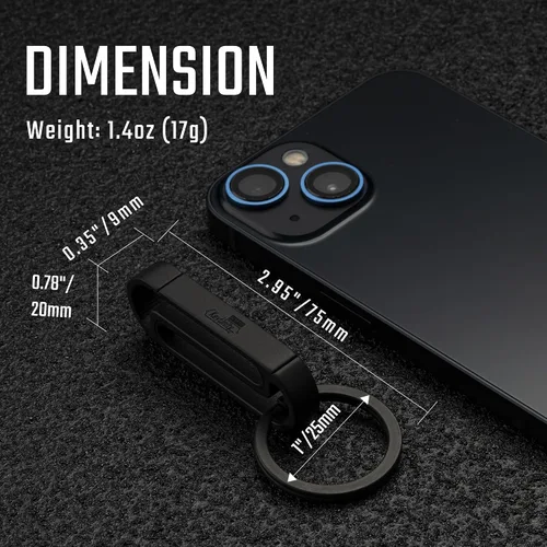 Vista 6 de KeyUnity Clip de cinturón Titanium del tenedor de la llave, llavero lateral doble del mosquetón para los hombres