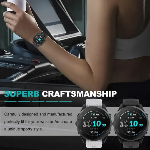 Vista 7 de OVERSTEP Correa de reloj para Forerunner 255/265, bandas de reloj de silicona de 0.866 in para Garmin Vivoactive 4/Forerunner 255/265 Music/Venu 2