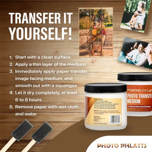 Vista 2 de Gel medio de transferencia de fotos para transferir fotos a madera y otras superficies duras. Solución de secado transparente prémium para obtener