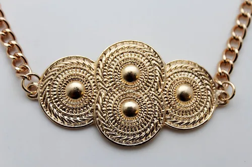 Vista 5 de TFJ - Pulsera de botas de joyería de moda para mujer, tacón de cadena de metal, abalorio étnico, oro
