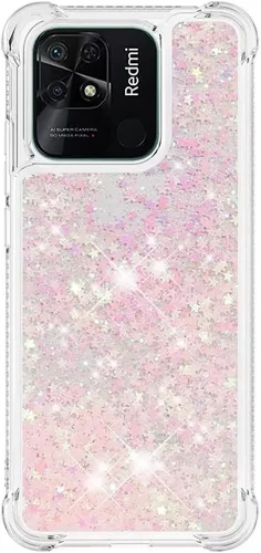 Vista 87 de Funda de silicona transparente con purpurina para Xiaomi Redmi A1 Bling Liquid Clear Star Heart Silicone Bumper a prueba de golpes, funda Azul