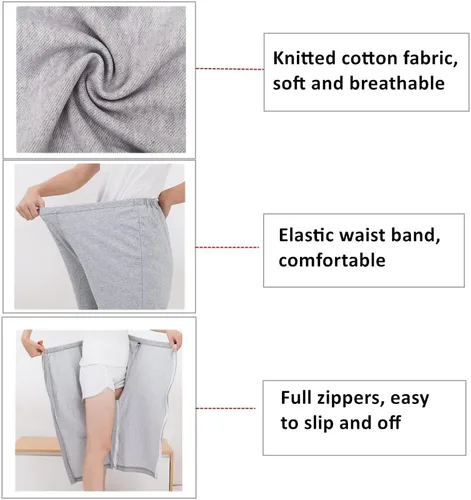 Vista 3 de WEEOATAR Ropa para pacientes postrados en cama,Pantalones postoperatorios abiertos completos,Pantalones de atención al paciente,Ropa