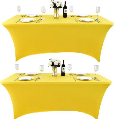 Vista 51 de Paquete de 2 Cubiertas de Mesa de Spandex de 4 pies para Mesas Plegables Rectangulares - Manteles Elásticos Ajustados Resistentes a las Arrugas
