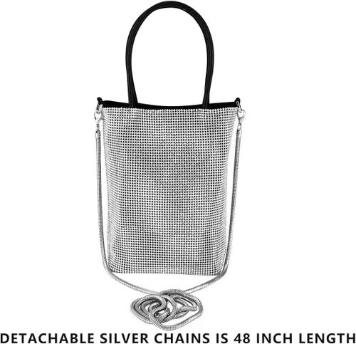 Vista 9 de Bolso de mano con borlas de cristal con asa de muñeca, para cóctel, fiesta, boda, noche
