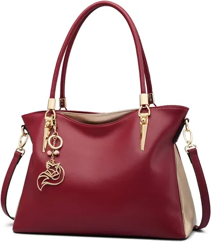 Vista 8 de FOXLOVER Bolso de mano de cuero genuino de gran capacidad para mujer, bolsos de diseñador para hombro, bolsos grandes minimalistas