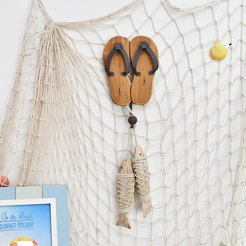 Vista 3 de Aecipl Ganchos de pared de madera para colgar chanclas, letrero de decoración temática de playa, gancho náutico para toallas para baño, dormitorio