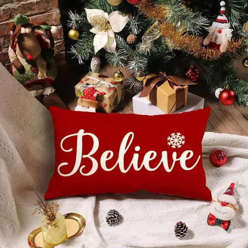 Vista 4 de RABUSOFA Fundas de almohada de Navidad de 12 x 20 pulgadas, fundas de almohada lumbares de Navidad, fundas decorativas de Navidad para exteriores