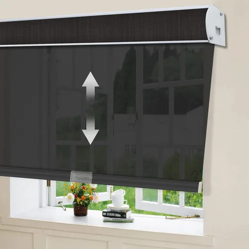 Vista 18 de Persianas enrollables solares para ventana, impermeables, filtrantes de luz, sin cordón, protección UV, ignífugas, para ventanas, puertas, sala