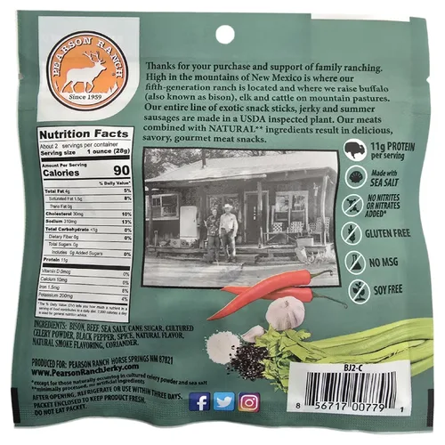 Vista 2 de Pearson Ranch Wild Grass Fed Game - Paquete variado de 4 bolsas de 2.1 onzas, venado, alce, búfalo y jabalí, sin gluten, sin MSG, apto para paleo