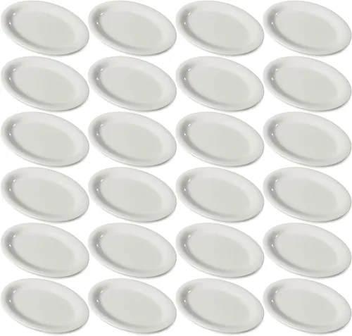 Vista 2 de Platos ovalados Carlisle Sierrus de melamine para servir/cenar, Bone, 24