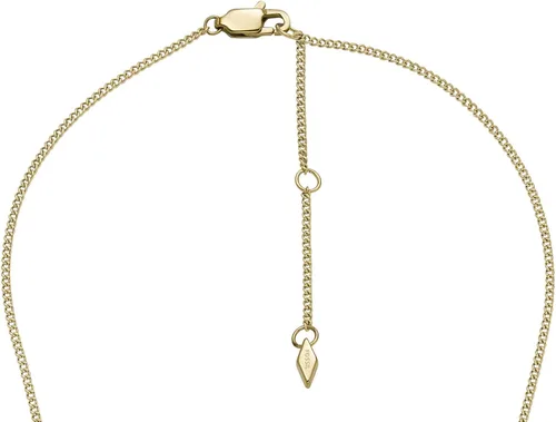 Vista 4 de Fossil Collar de cadena con dije de acero inoxidable grabado chapado para mujer
