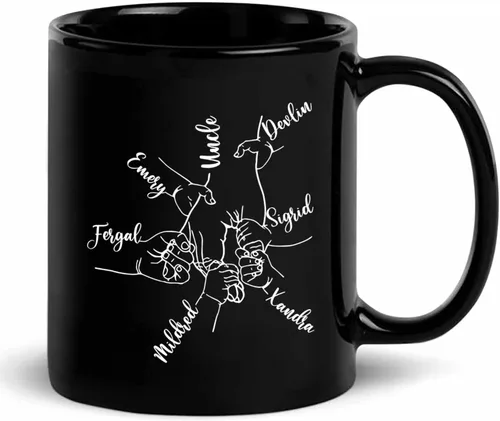 Vista 13 de Taza de café personalizada con la bandera estadounidense para el abuelo y el día del padre, nombres personalizados para papá y niños, taza