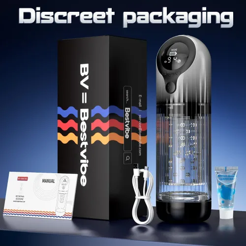 Vista 8 de Masturbador automático masculino con bomba de pene, juguetes sexuales para hombre con 9 rotaciones y 4 succión y lamer, manga texturizada