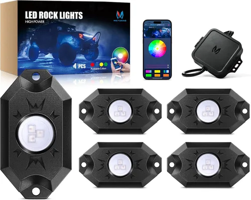 Vista 9 de MICTUNING C2+ RGB+IC Luces de Roca con Colores Cambiantes, Impermeables IP68, 2 piezas de Luces de Neón para Rocas (No Incluye Controlador)