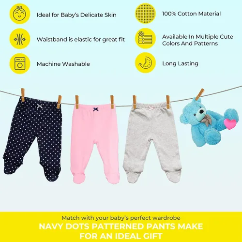 Vista 7 de Spasilk Paquete de 3 pantalones de algodón con pies para bebé niña