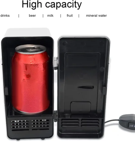 Vista 3 de LBEC Refrigerador pequeño, solo USB, pequeño refrigerador portátil USB, potente potencia baja, decibelio para oficina, coche, hogar