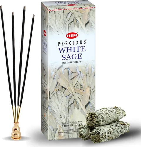 Vista 2 de HEM Varillas de Incienso de Salvia Blanca - 100 Unidades Aromaterapia Natural Purificadora del Aire Fragancia Calmante y Limpiadora Perfectas
