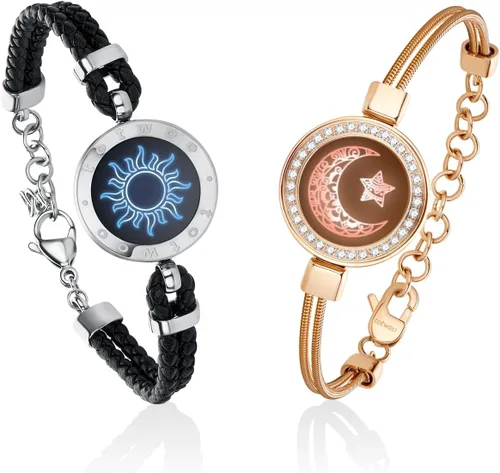 Vista 10 de TOTWOO Sun and Moon Long Distance Touch Bracelets for Couples