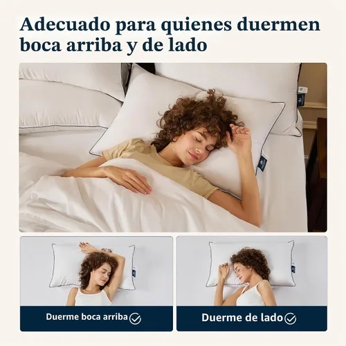Vista 7 de Almohada de cama Pacific Coast, Colección Hotel de plumas de ganso y plumón para dormir, diseño de 3 cámaras, soporte medio, tamaño estándar