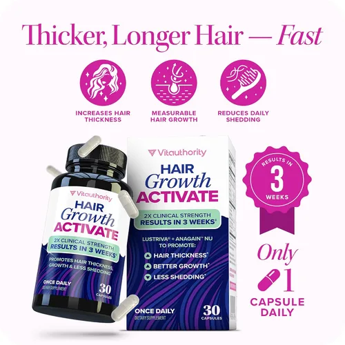 Vista 5 de Lustriva Suplemento para el Crecimiento del Cabello para Mujeres Lustriva y Vitaminas Bloqueadoras de DHT para Cabello Más Grueso y Abundante